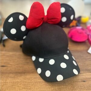 Disney Parks Polka Dot Ears Cap with Red Bow